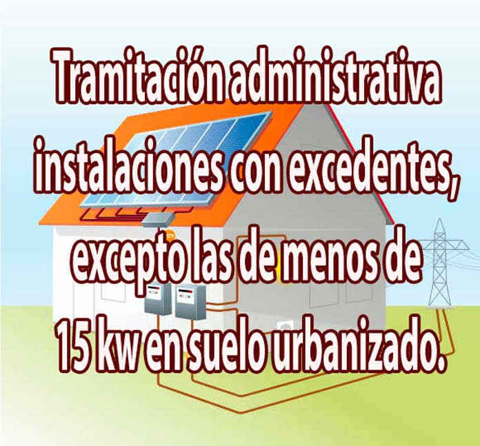 Tramitación administrativa instalaciones con excedentes, excepto las de menos de 15 kW en suelo urbanizado, en la CC.AA. de Andalucía.