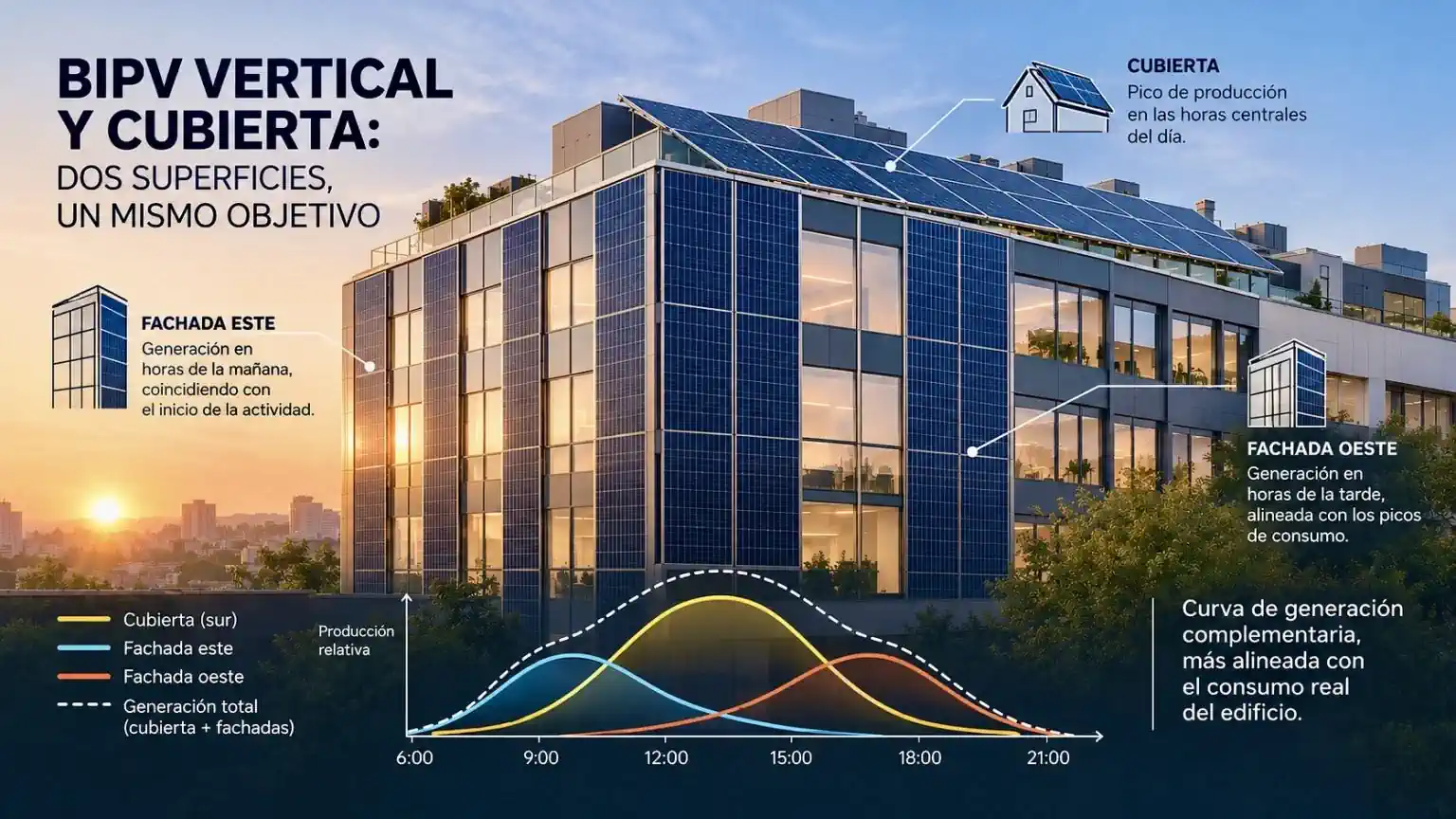 Fachada fotovoltaica (BIPV) frente a cubierta: por qué la integración vertical optimiza el balance del edificio