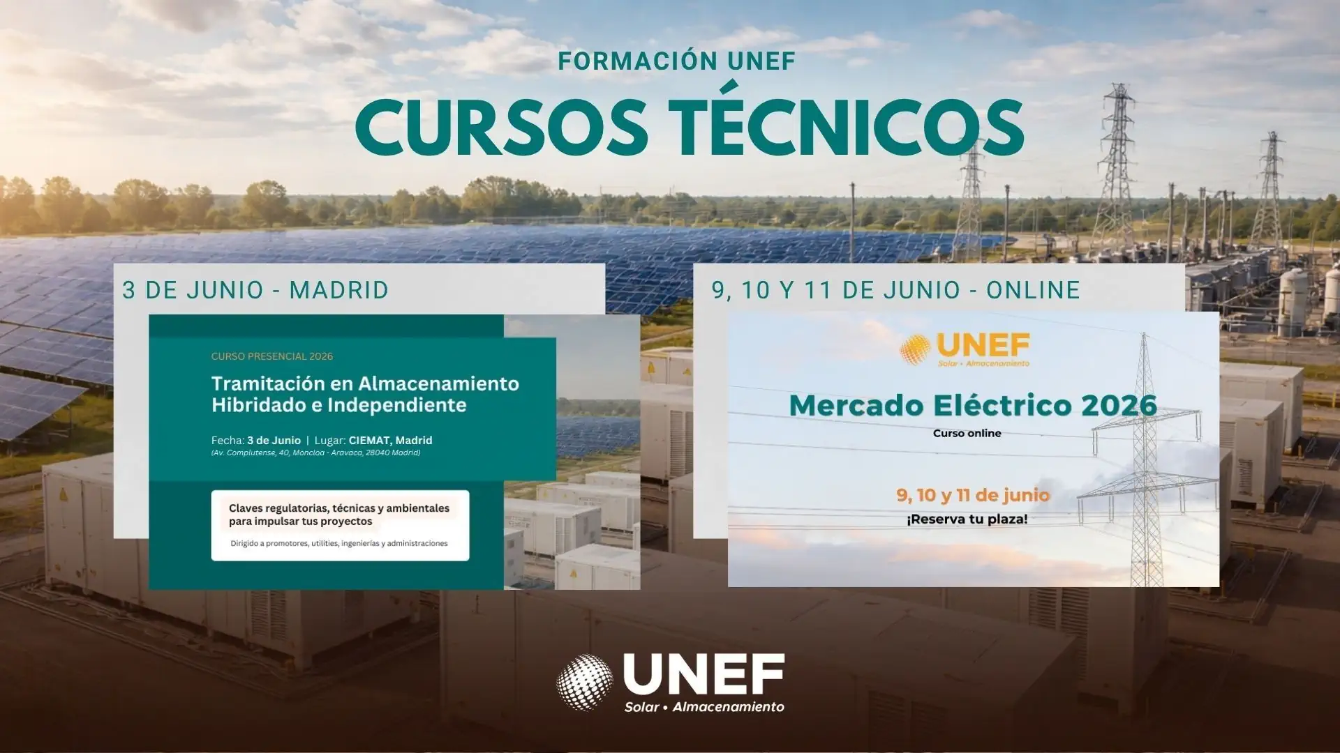 Jornadas formativas técnicas en junio: Tramitación de almacenamiento y mercado eléctrico